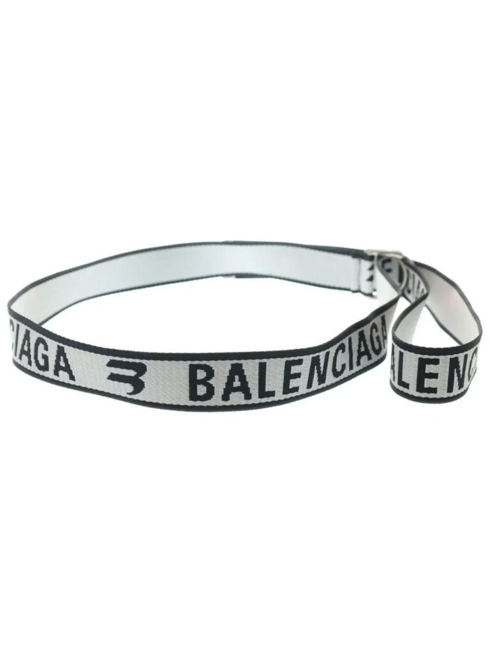Balenciaga Logo D Ring Belt Black White